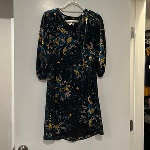 LOFT puff long sleeve dress with cinched waist- petite